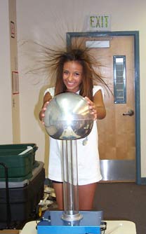 Photo of person affected by Van de Graaff Generator
